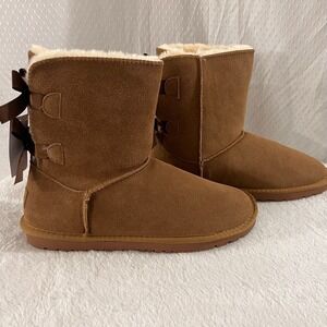 TF Star Cow Suede Upper Wool Fashion Bow Snow Boots Women's Size 11 (TF19004)
